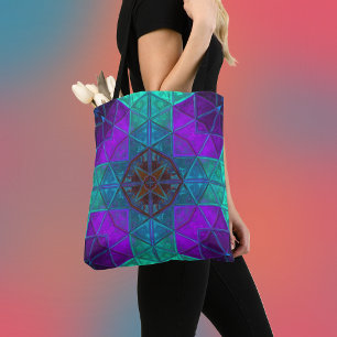 Mosaic Kaleidoscope Square Blau und Lila