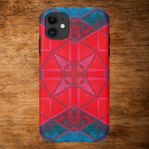 Mosaic Kaleidoscope Square Rot und Blau Case-Mate iPhone Hülle
