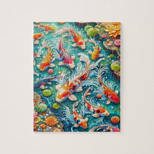 Mosaic Koi Pond Fish Jigsaw Puzzle