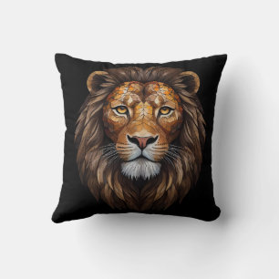 Mosaic Lion Portrait Glaseffektdesigner Kissen