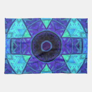 Mosaic Mandala Blue und Lila Geschirrtuch