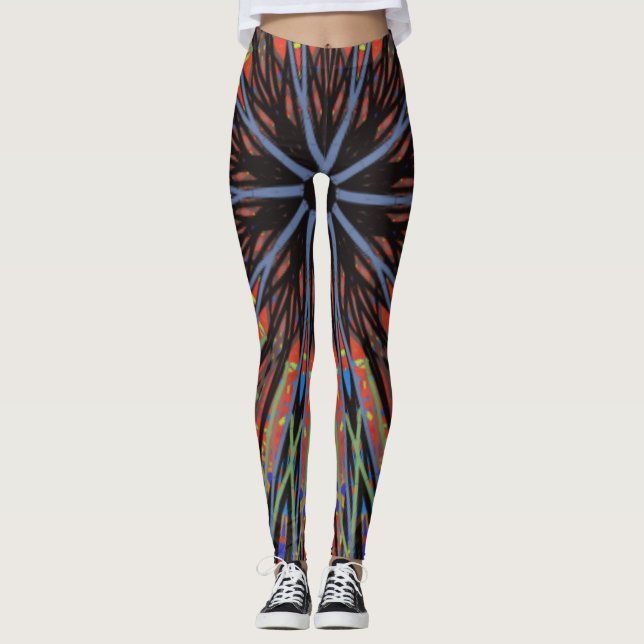 Mosaic Mandala Blue und Lila Leggings (Vorderseite)