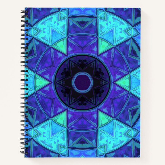 Mosaic Mandala Blue und Lila Notizbuch (Vorderseite)