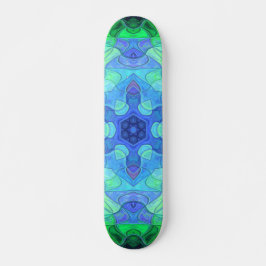Mosaic Mandala Blume Blau und Grün Skateboard
