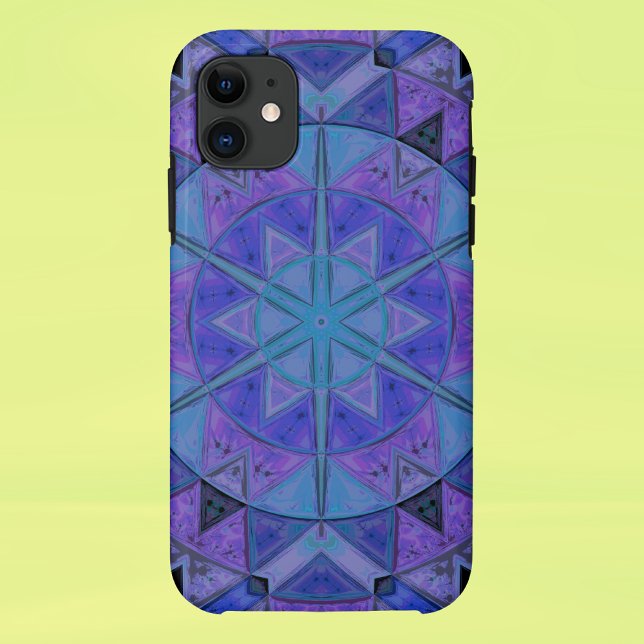 Mosaic Mandala Blume Blau und Lila Case-Mate iPhone Hülle (Von Creator hochgeladen)