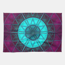 Mosaic Mandala Blume Blau und Lila Geschirrtuch