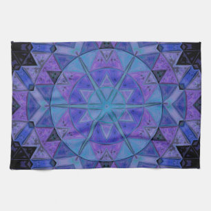 Mosaic Mandala Blume Blau und Lila Geschirrtuch