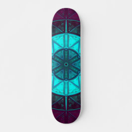Mosaic Mandala Blume Blau und Lila Skateboard