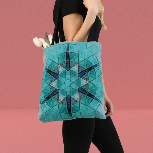 Mosaic Mandala Blume Blau und Weiß (Von Creator hochgeladen)