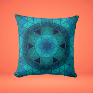 Mosaic Mandala Blume Blue Kissen