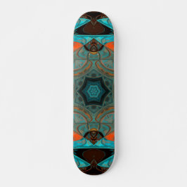 Mosaic Mandala Blume Blue und Orange Skateboard