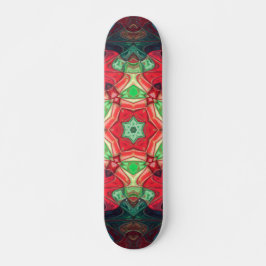 Mosaic Mandala Blume Rot Aquamarin und Blau Skateboard