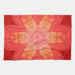 Mosaic Mandala Blume Rot und Orange Geschirrtuch