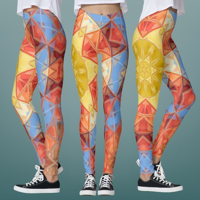 Mosaic Mandala Orange Blue and Yellow Leggings (Von Creator hochgeladen)
