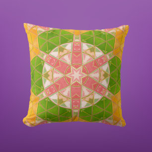 Mosaic Mandala Orange Green und Pink Kissen
