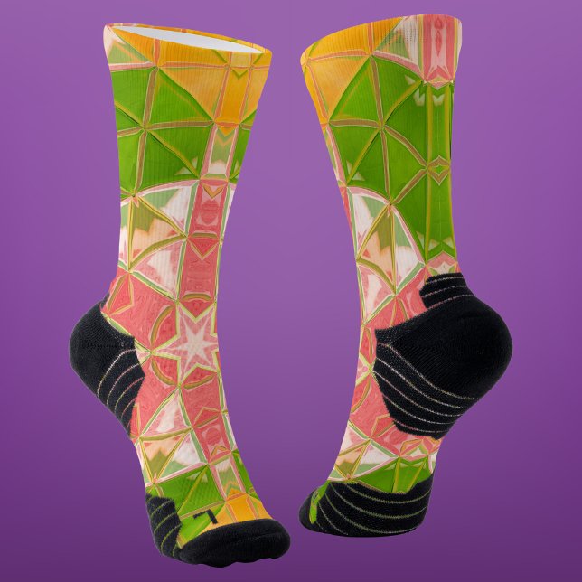 Mosaic Mandala Orange Green und Pink Socken (Von Creator hochgeladen)