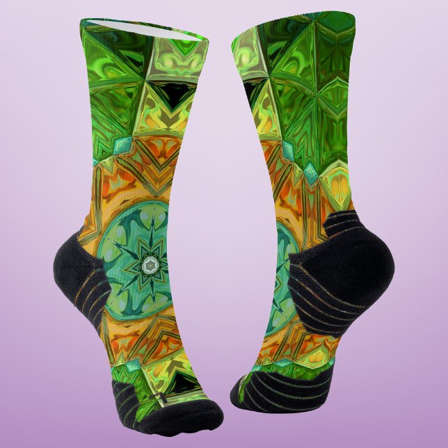 Mosaic Mandala Orange und Green Socken (Von Creator hochgeladen)