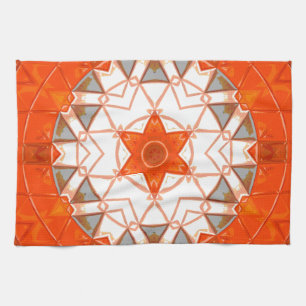Mosaic Mandala Orange und White Geschirrtuch