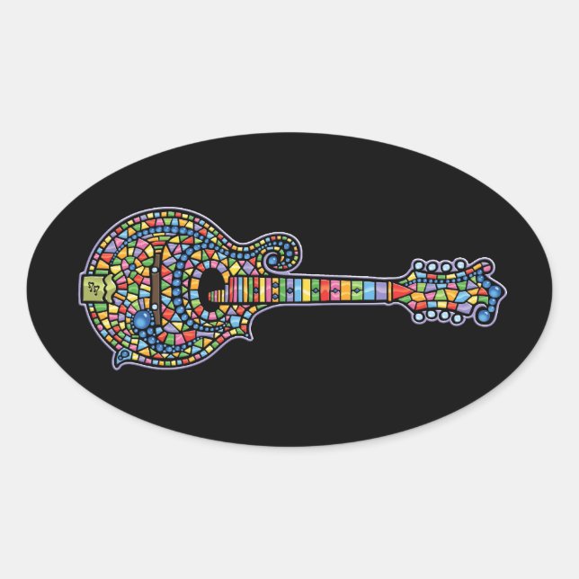 Mosaic Mandolin Ovaler Aufkleber (Vorderseite)