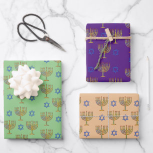 Mosaic Menorahs Geschenkpapier Set