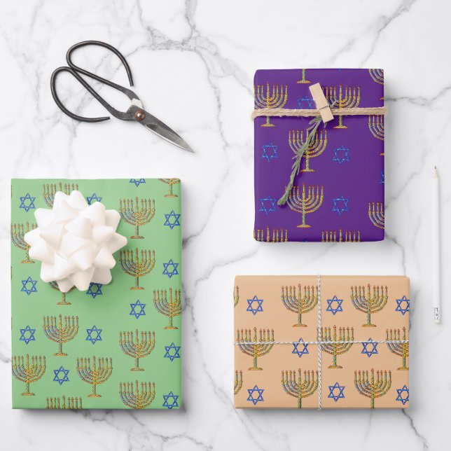 Mosaic Menorahs Geschenkpapier Set (Vorderseite)