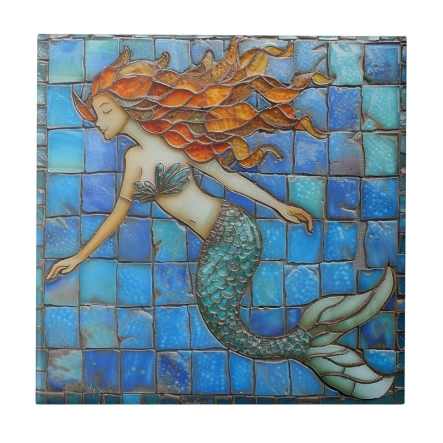 Mosaic Mermaid Aqua Marine Fliese (Vorderseite)