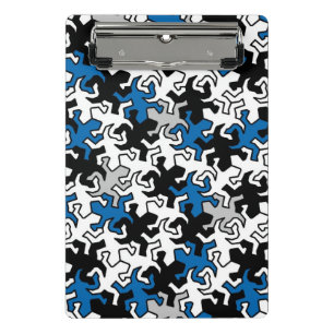 Mosaic Mirror Geckos Muster - blau Schwarz-weiß Mini Klemmbrett