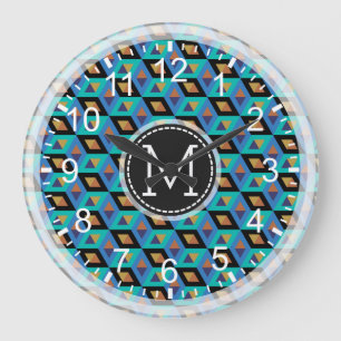 Mosaic Modern Monogram #10 Große Wanduhr