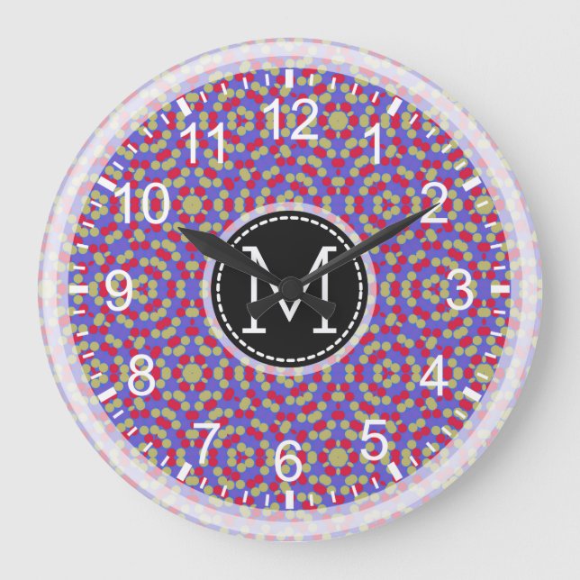 Mosaic Modern Monogram #16 Große Wanduhr (Vorderseite)