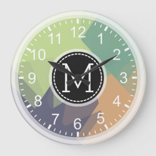 Mosaic Modern Monogram Große Wanduhr