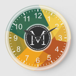 Mosaic Modern Monogram Große Wanduhr