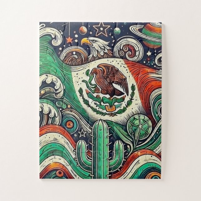 Mosaic of the Mexican flag Puzzle (Vertikal)