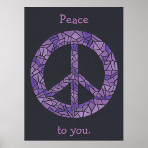 Mosaic Ombre Peace Sign Lavender Lila Poster