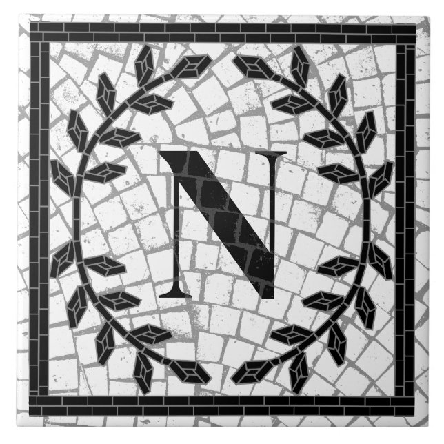 Mosaic Print Monogram Fliese (Vorderseite)