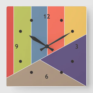 MOSAIC Streifen Dreiecke Farbe I + Ihre Ideen Quadratische Wanduhr