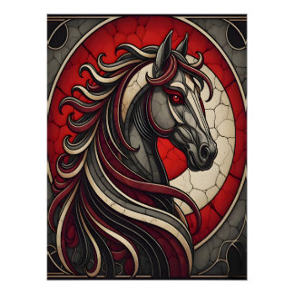 Mosaic Style Horse Wall Art Poster Decor Gift