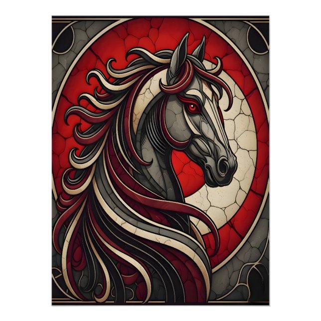 Mosaic Style Horse Wall Art Poster Decor Gift (Vorderseite)