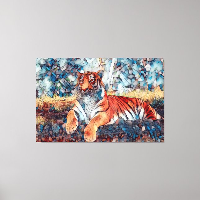 MOSAIC TIGER STRETCHCHED LEINWAND ART PRINT (Vorderseite)