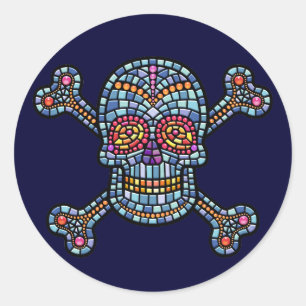 Mosaic Tile Pirate Runder Aufkleber