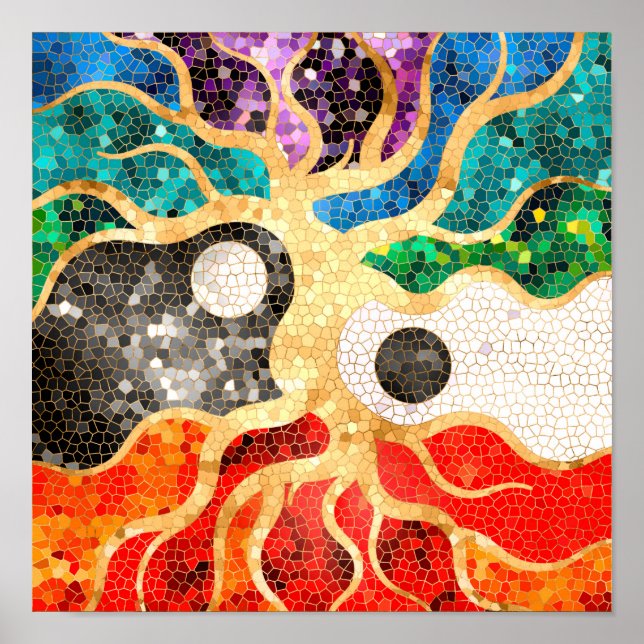 Mosaic Tree of life - Yin Yang Poster (Vorne)
