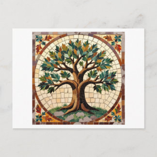 Mosaic tree postkarte