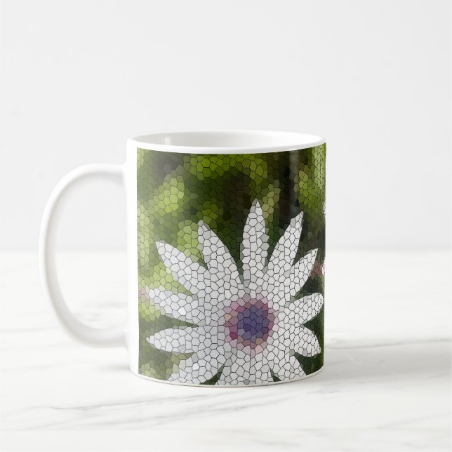 Mosaic White Daisy Bush Blume Kaffeetasse (Links)