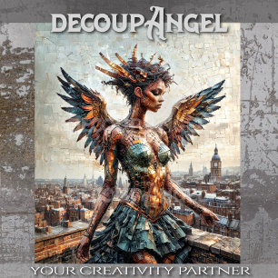 Mosaic Winged Angel Decoupage Seidenpapier