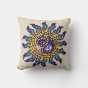 Mosaic Yin Yang Sun Throw Pillow Kissen