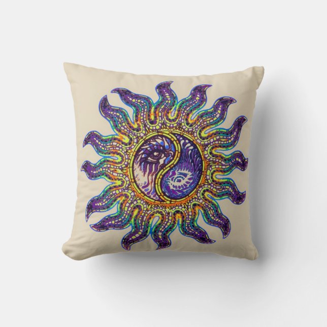 Mosaic Yin Yang Sun Throw Pillow Kissen (Vorderseite)