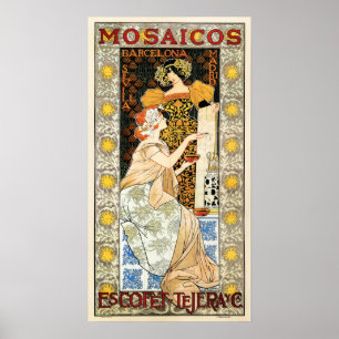 MOSAICOS Tiles Mosaik Barcelona Spanien Jugendstil Poster