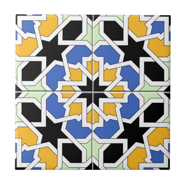 Mosaik 02 des marokkanischen blauen und schwarze fliese (Vorderseite)