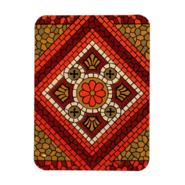 Mosaik Abstrakt florale Kunst Rot und Braun Magnet