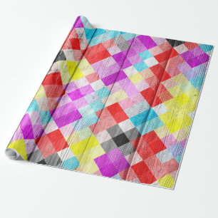 Mosaik-Abstrakt-Pastell-Holz Geschenkpapier