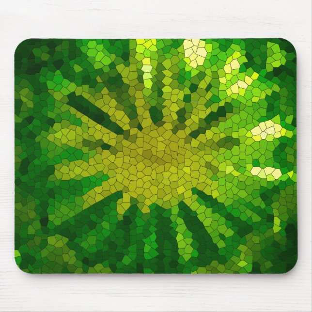 Mosaik-Abstrakte Tile in Grüntönen und Gelb - Mousepad (Vorne)